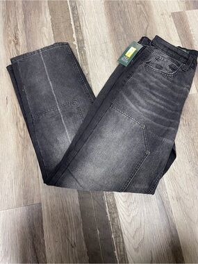 wild fable Women's Straight-Leg Black Washed Jeans